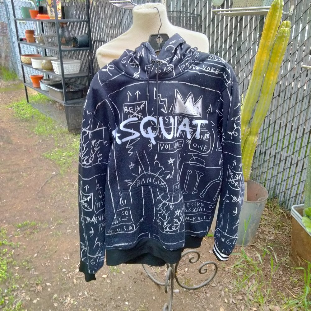 JEAN MICHEL BASQUIAT MEMBERS ONLY Hoodie Sweatshirt Used +READ+ XL